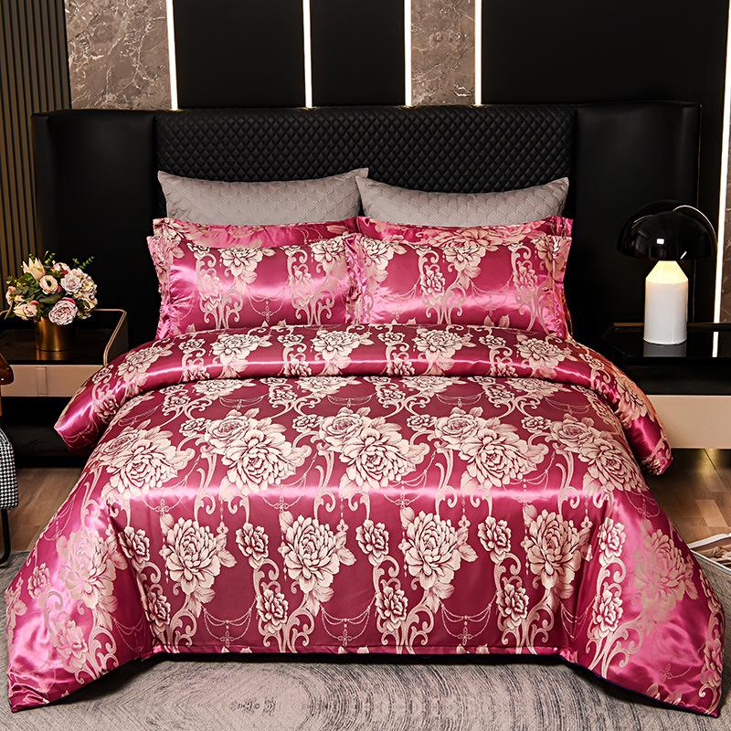 European Silk Cotton Jacquard Wedding Bedding Set - Four-Piece Duvet Cover Gift