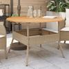 VidaXL Garden Table and Beige Acacia Wood Top Braided Resin, Outdoor Table, Garden Dining Table, Furniture 368627