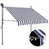vidaXL Retractable Awning Hand-Operated with LED 150 Cm Blue and White