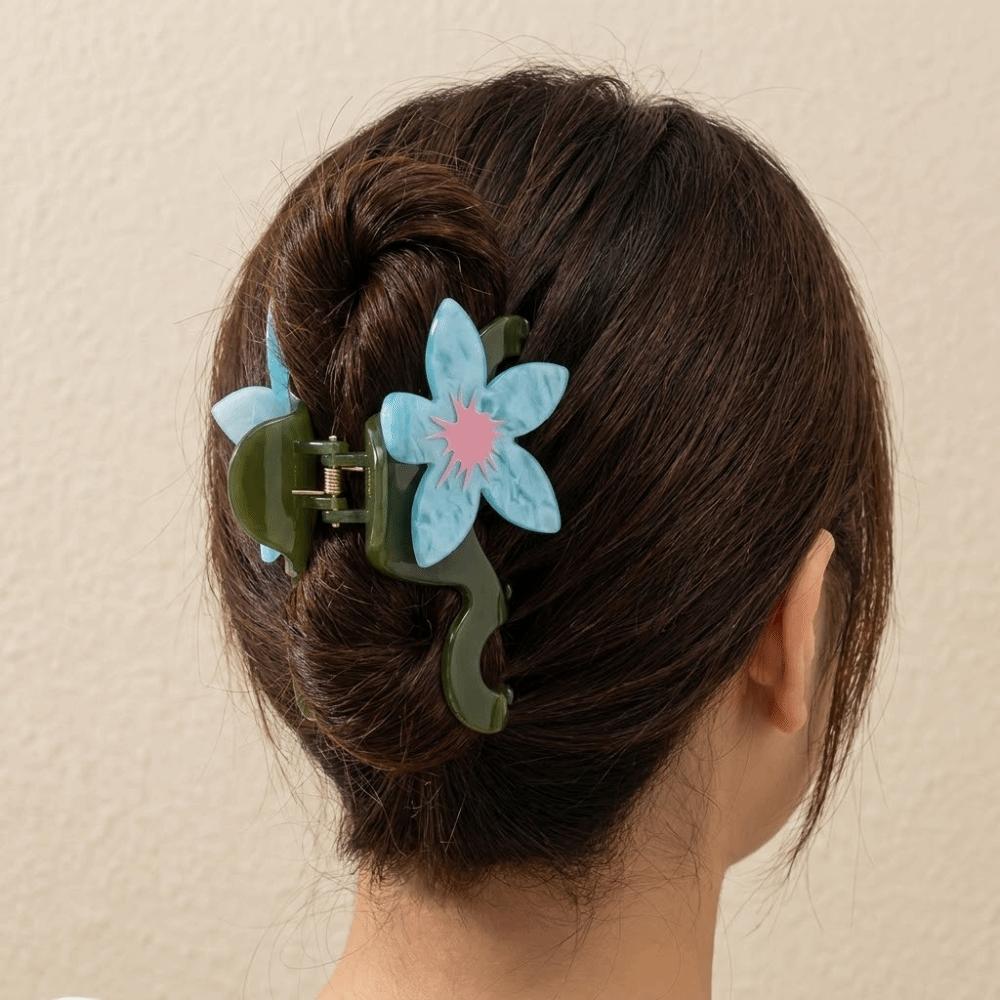 Colorful Flower Hair Claw Hairpin Acetate Shark Clip Personalized Large Hair Clip Girls