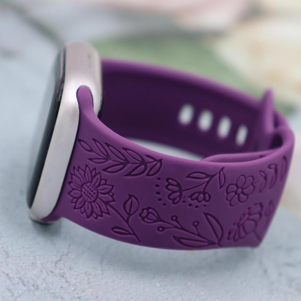 Compatible Silicone Apple Watch S10 Strap: Adjustable, Fashionable Embossed Band