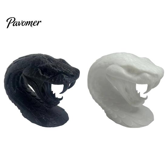 Snake Sculpture for Shelves 3D Printed Head Ornament, Desk with Sharp Teeth, Wild Style Ornament Realistic Animal Figurine Halloween Home Living Room