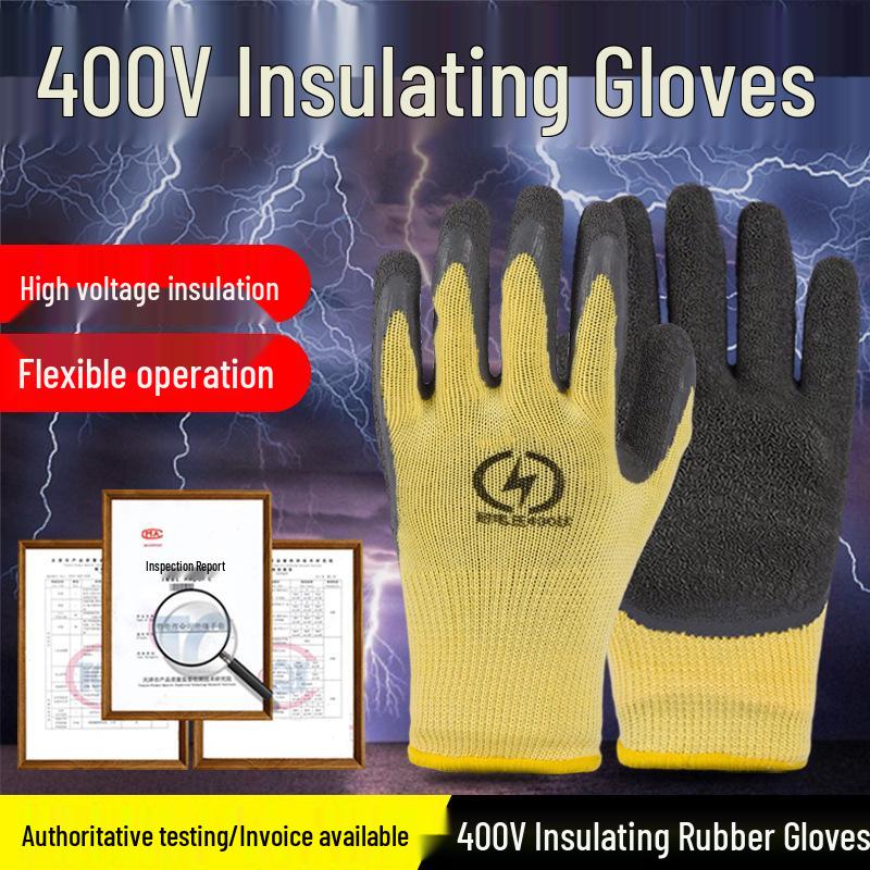 Electrician's Insulating Anti-Slip Gloves - Wear-Resistant, 400V/380V/220V Protection