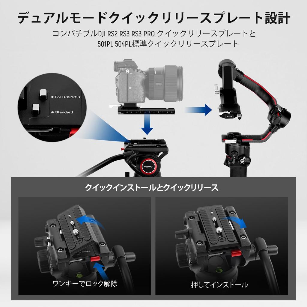 NEEWER 187cm Video Tripod with Fluid Damping QR and Cleaning Aluminum Camera Stand for DSLR Cameras and Large Professional Tripod for Video Maximum