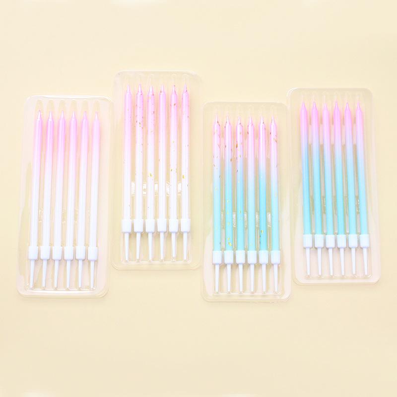 Gradient Pink and Green Straight Pencil Candle Party Gradient Pink and Platinum Candle