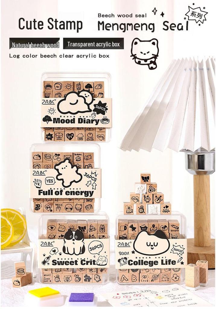 Timbri in Legno Yue Zhen Meng Meng per Diari Fai-da-te per Bambini