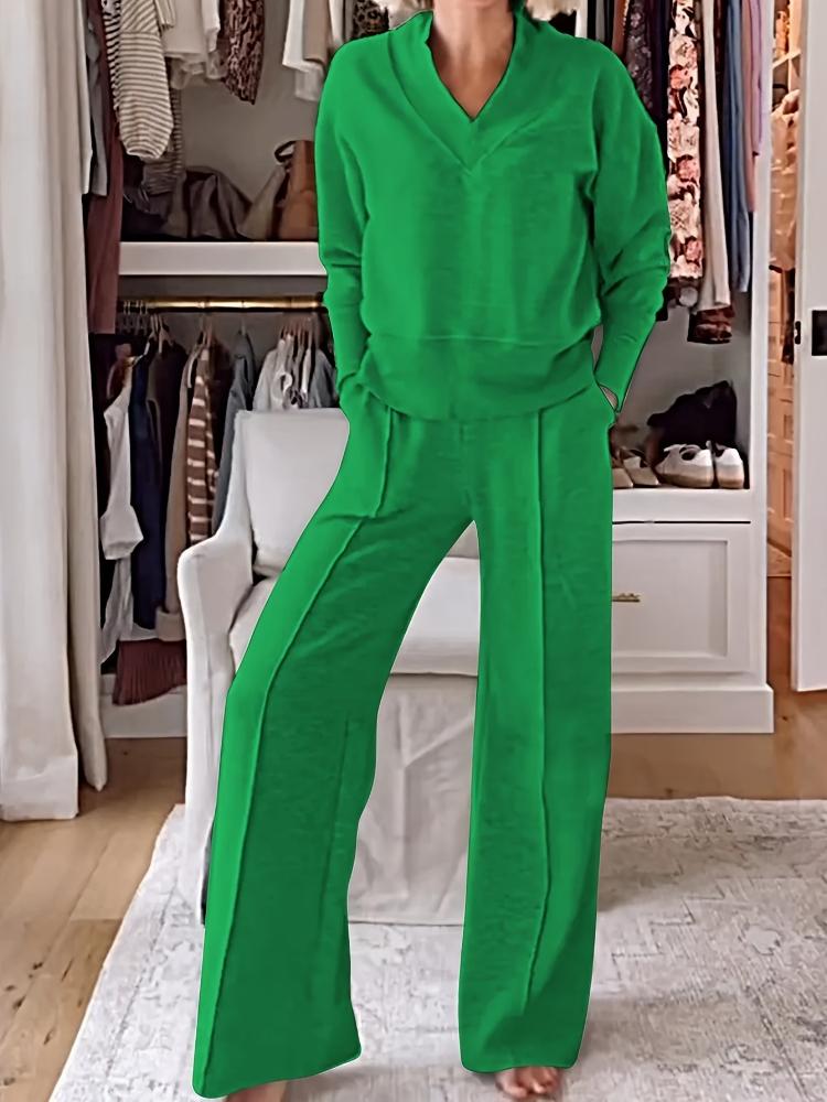 

Комплект из двух предметов: серый костюм с V-образным вырезом и широкими брюками - Свободный пиджак с длинными рукавами и брюки, не мнущийся, для офиса и отдыха 3xl зелёный