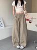 Women's American Retro Khaki Wide-Leg Jeans - Slimming, Versatile, Curved Leg, Spring Style