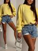 European and American Amazon 2025 New Loose Pullover Knit Sweater for Women, Elegant Casual Crewneck Sweater Top for Women