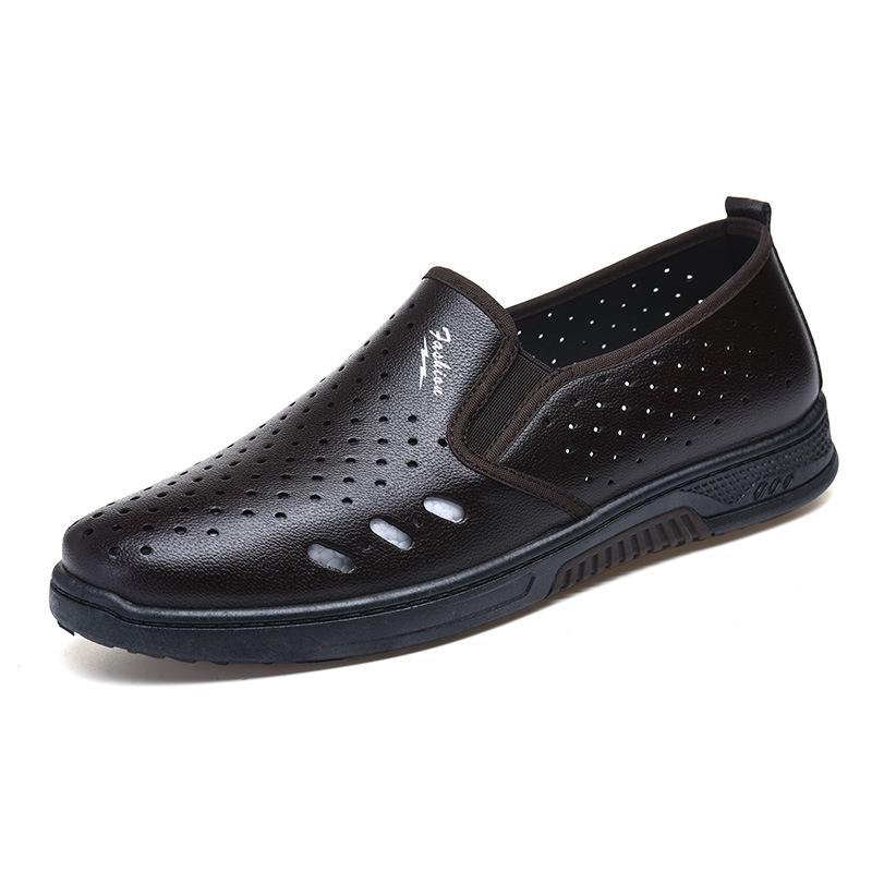 Men s Lightweight Breathable Leather Slip-on Sandals - Soft Sole, Non-slip Casual Shoes for Summer 38 коричневый