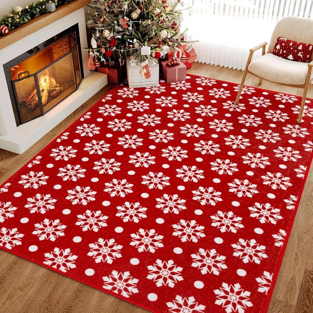 Christmas and Autumn Warm and Non-Slip Floor Mat Living Room Holiday Rug Non-Slip and Anti-Fall Rug Home Party Decoration