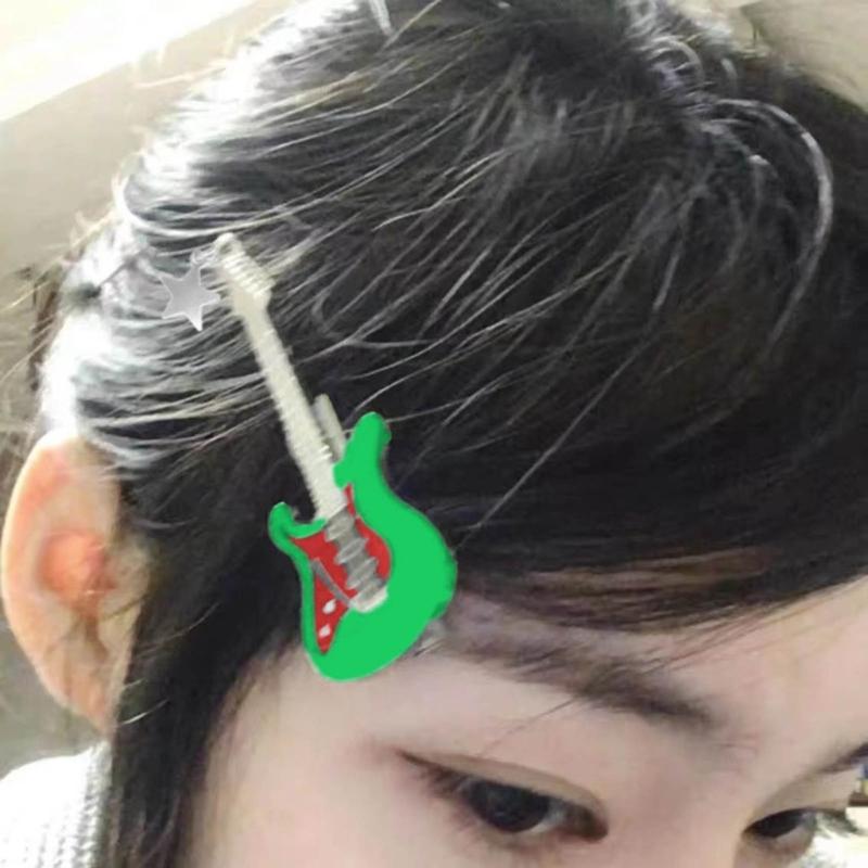 Vintage Guitar Pendant Keychain Bag Pendant Decorations Sweet Cool Dangle Earring Christmas Keyring Y2K Hair Clip