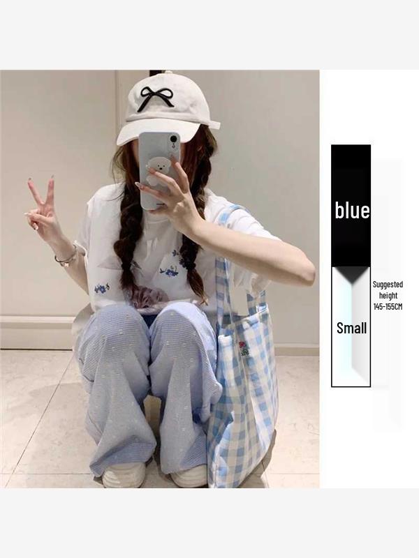 2025 Women's Yellow Jacquard Straight-Leg High-Waisted Slimming Summer Pants