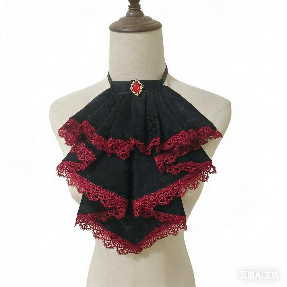 Original Retro Court Style Versatile Fake Collar Saliva Towel Lolita Lace Neck Decoration Gothic Vampire Style Bow Tie