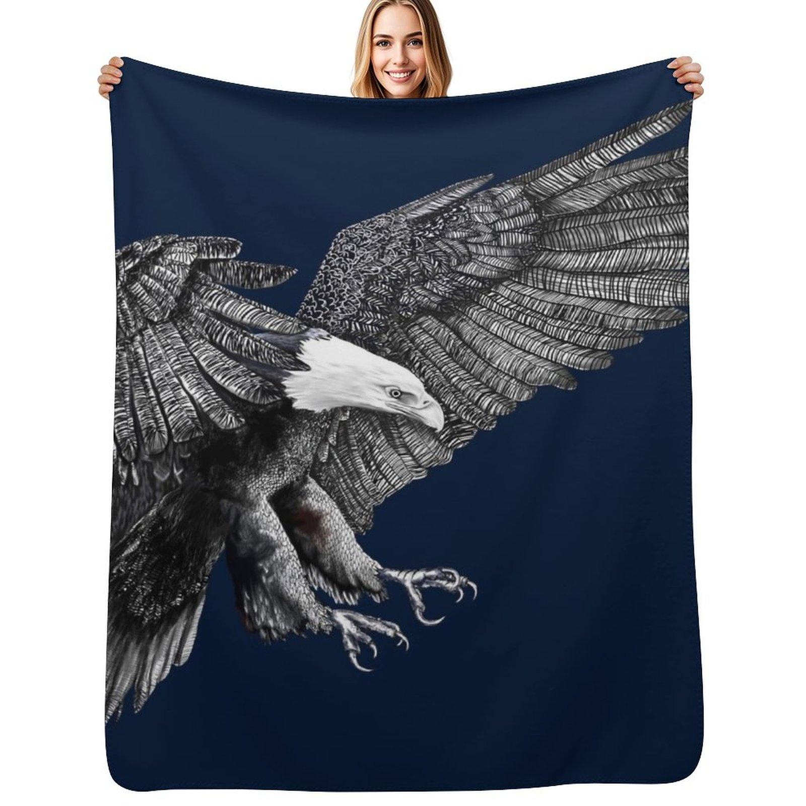BALD EAGLE - black and white sea eagle shirt Throw Blanket Air Conditioner Soft Blanket for Office Home Size: 75*100cm, Weight: 230 GSM