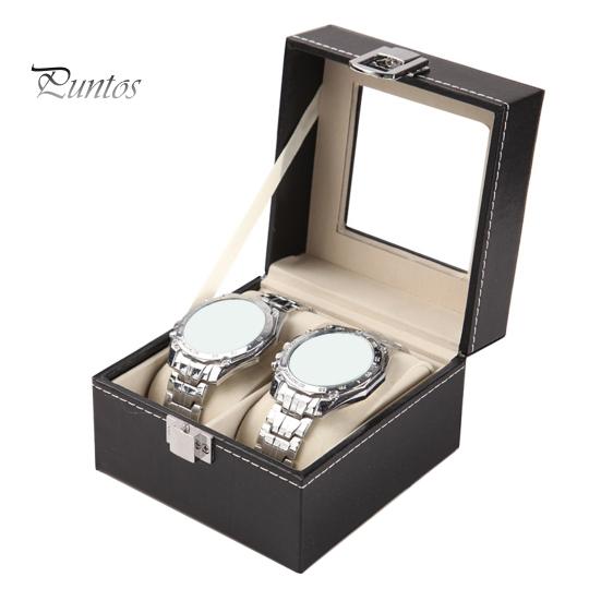 

Коробка для хранения часов с прозрачным окном и замком, деревянный органайзер для браслетов, пылезащитный чехол для хранения ювелирных изделий из искусственной кожи A