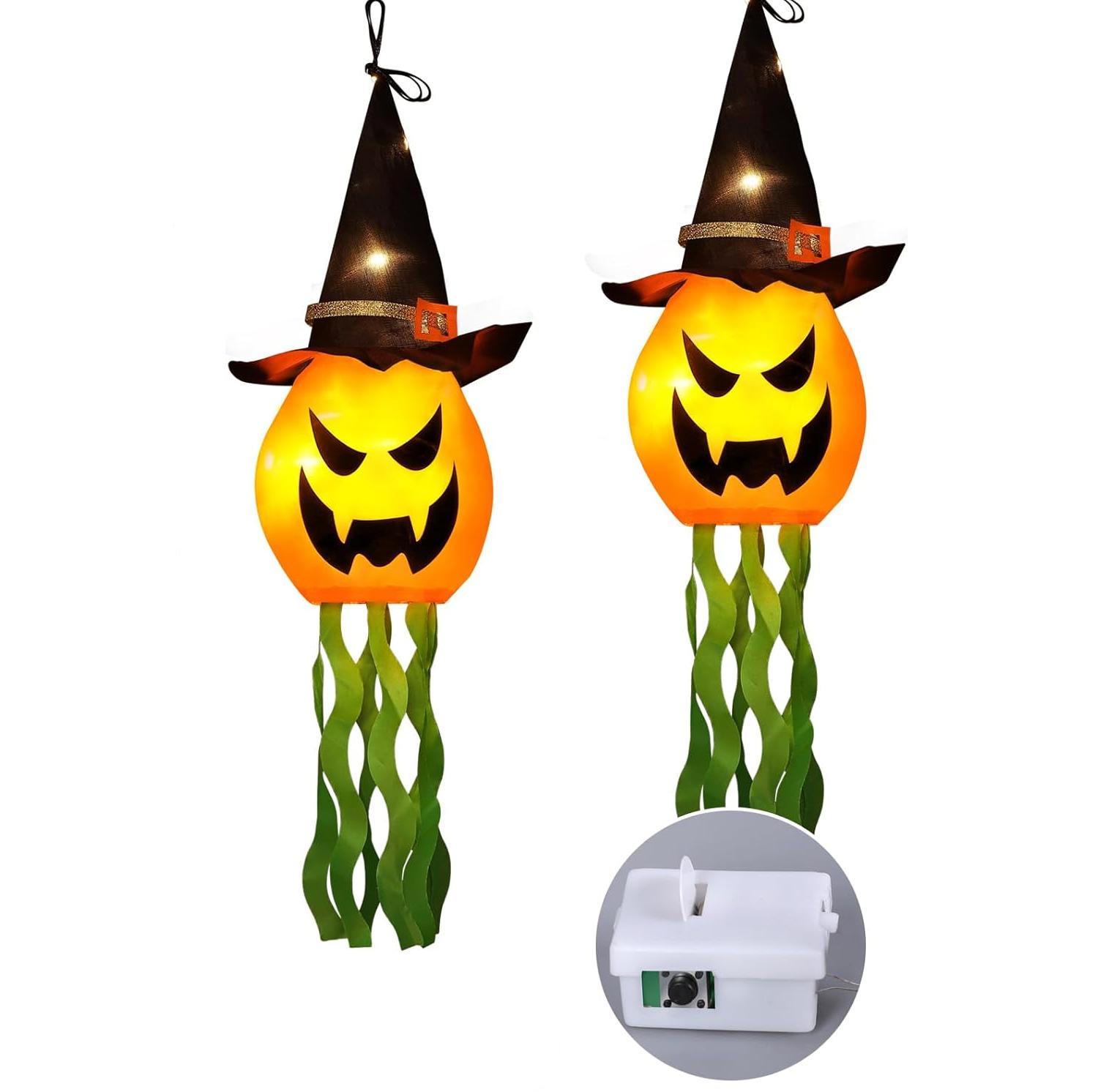 

2Pcs Glowing Ghost & Witch Hat Decor Indoor/Outdoor Hanging Fairy Lights for Home, Garden, Party, Tree, Halloween Decoration