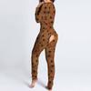 Women's Button-Down Halloween Print Functional Buttoned Flap Adults Jumpsuit