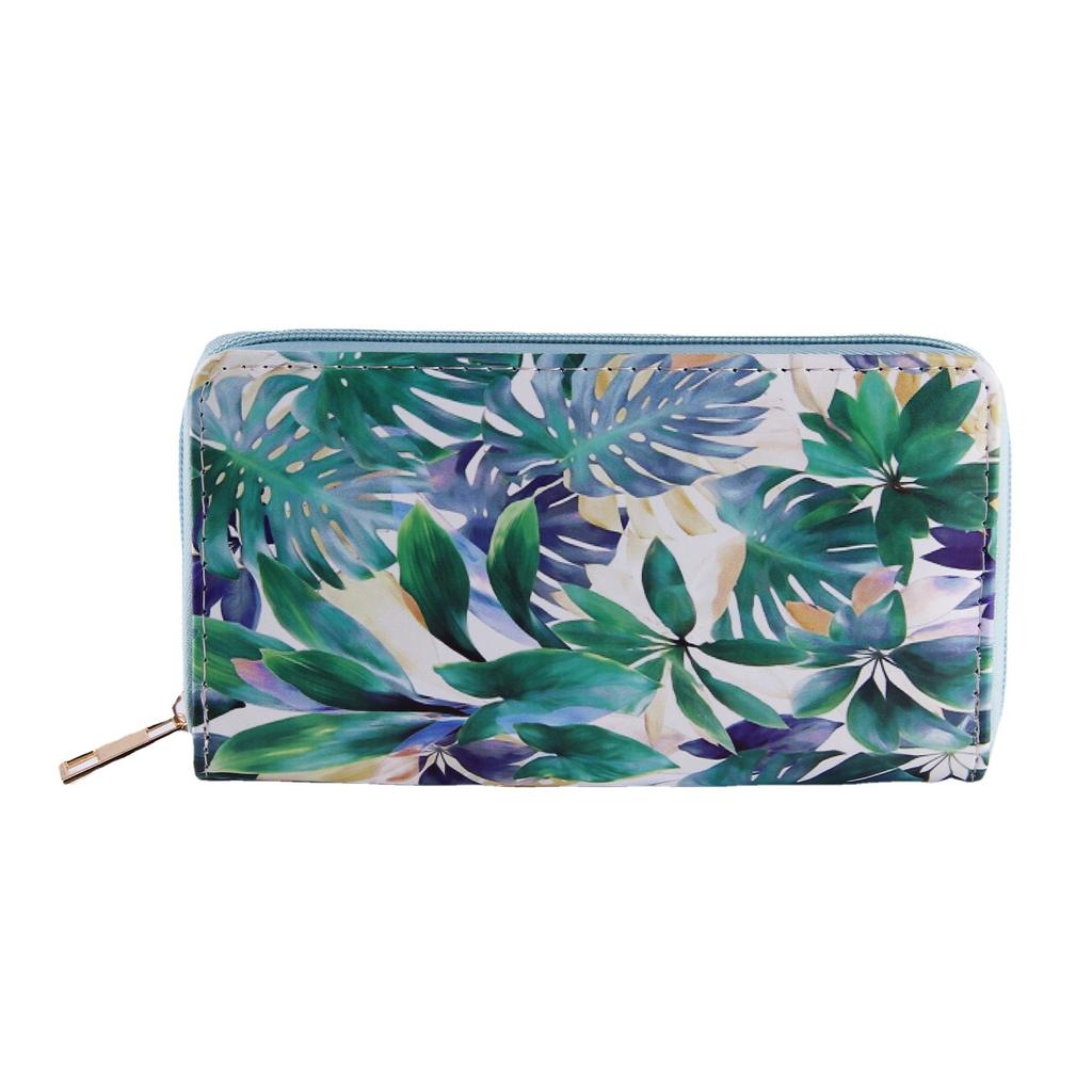 Tropical Flower Long Zipper Wallet, Wallet Clutch Card Bag