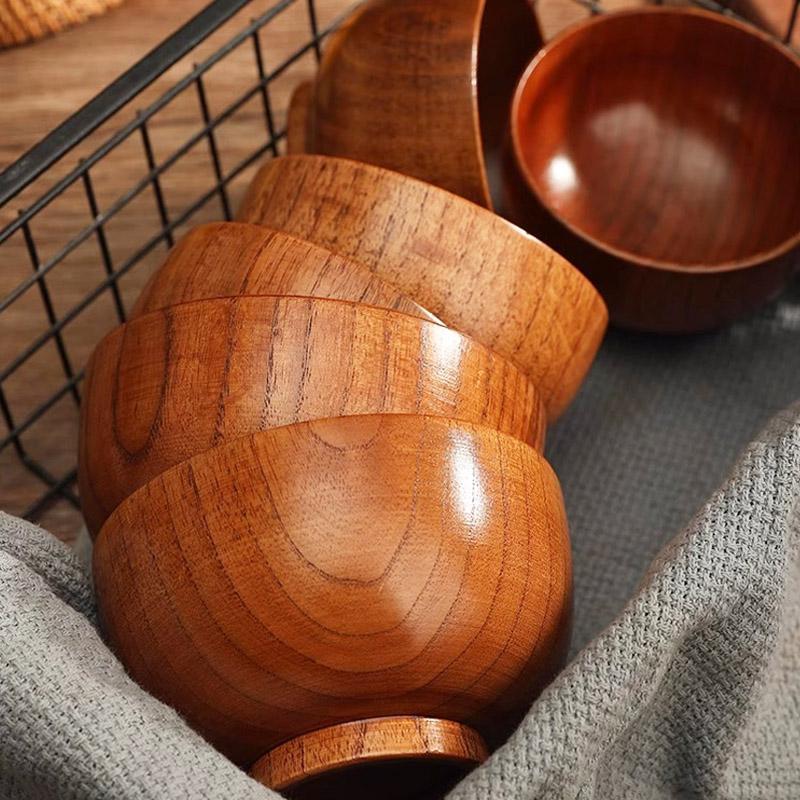 Japanese Sour Jujube Wood Bowl Baby Bowl Sour Jujube Wooden Bowl Salad Bowl Household Soup Bowl Noodle Bowl Household Tableware