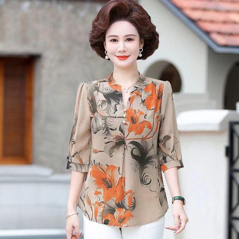 

Женская летняя рубашка с рукавом до локтя, V-образным вырезом, большого размера, дышащая, тонкая, на пуговицах, удобная базовая рубашка S