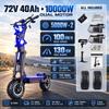 Patinete Elétrico TOURSOR X14 Pro, Motores Duplos de 5000W, Bateria de 72V 40Ah, 80km/h, Autonomia de 120km, Pneus Largos de 13 Polegadas, Dobrável