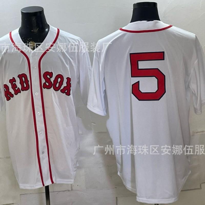 Maglietta da Baseball Unisex Ricamata Boston Red Sox Abbigliamento Sportivo Miscela di Cotone Traspirante Abbigliamento per tifosi