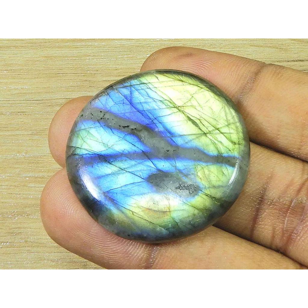 36X36X6MM Natural Labradorite Round Crystal Cabochon Loose Gemstone 70Cts. SK-3344