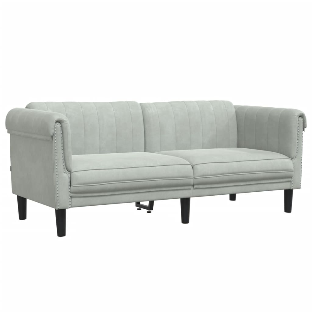 3 Piece Sofa Set Light Grey Velvet