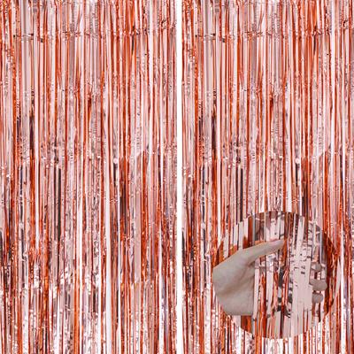 1pcs Set 9.8ft Gold Aluminium Foil Photo Backdrop For Birthday Party Streamers Decorations Tinsel Curtain Backdrop Fringe