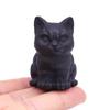 2" Söt Katt Naturlig Matt Svart Obsidian Reiki Healing Kristallsten Snideri Hemdekoration Ädelsten Djurstaty Hantverk Gåva