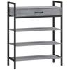 4-Tier Shoe Rack, Hallway Shelf for Up To 9 Pairs of Shoes, Particleboard, Metal, Grey