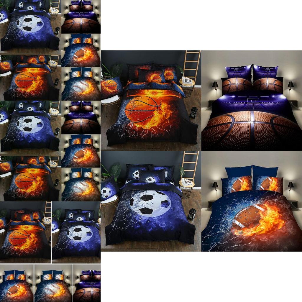 Contemporary 3d Football Basketball Bedding Set With Unique Charming Color Ways