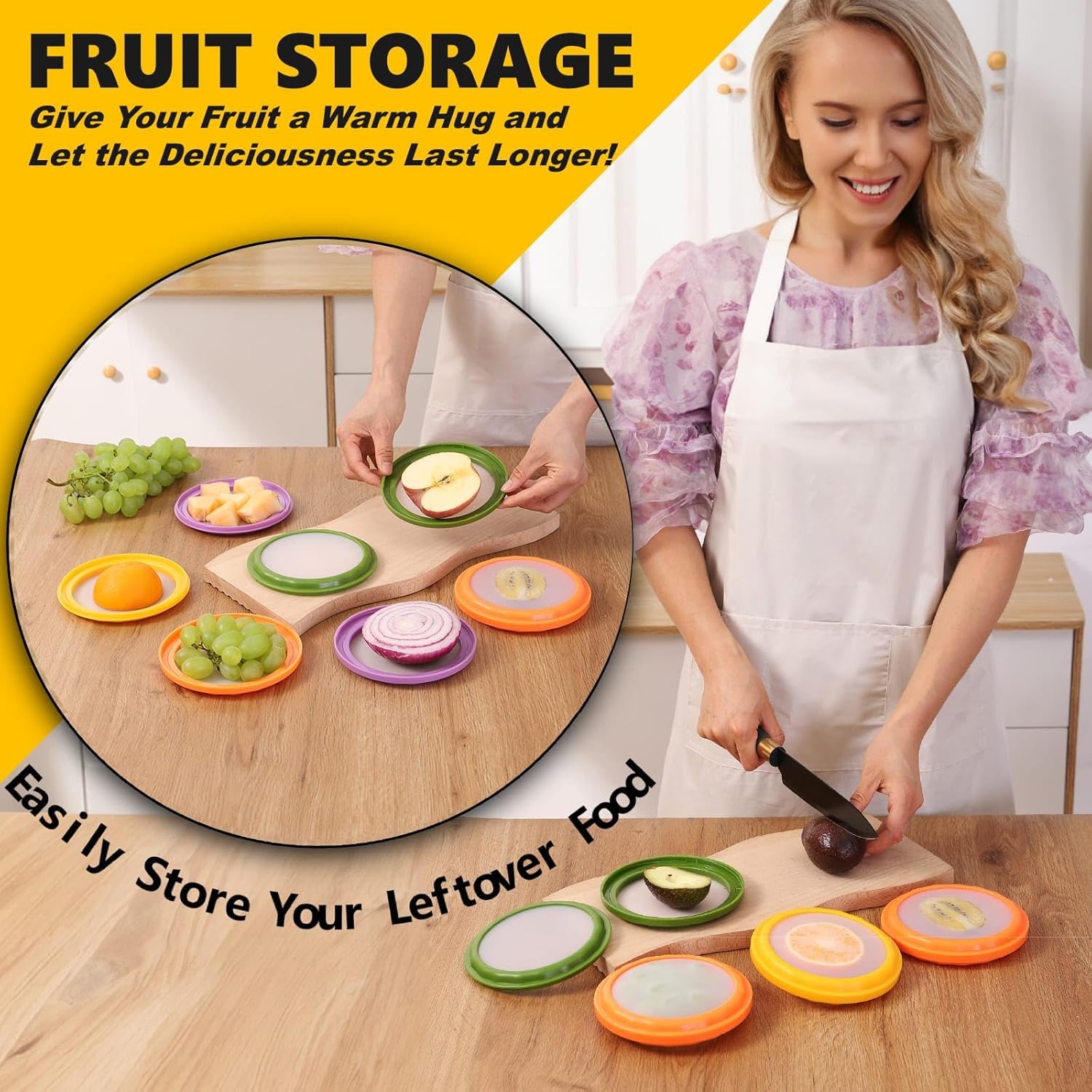 Avocado Saver 4-Pack: Fresh-Lock Containers for Tomatoes, Onions & Lemons | Reusable Fridge Storage | Ideal for Garlic, Potatoes & Produce
