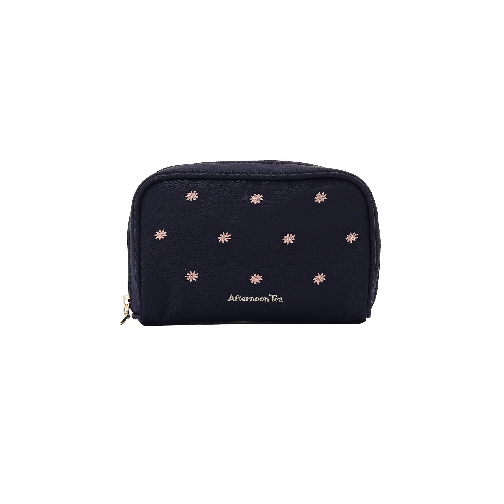 

Afternoon Tea Living JQ54 Flower Embroidered Pouch with Navy Dividers,