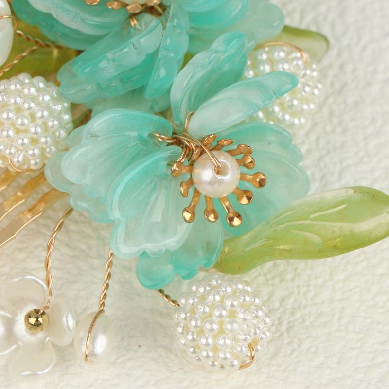 1Pcs Cool Jade Orchid Flower Hairpin For Women Chinese Style Flower Hair Stick Handmade Jewelry Hair Accessory Hanfu Hair Comb