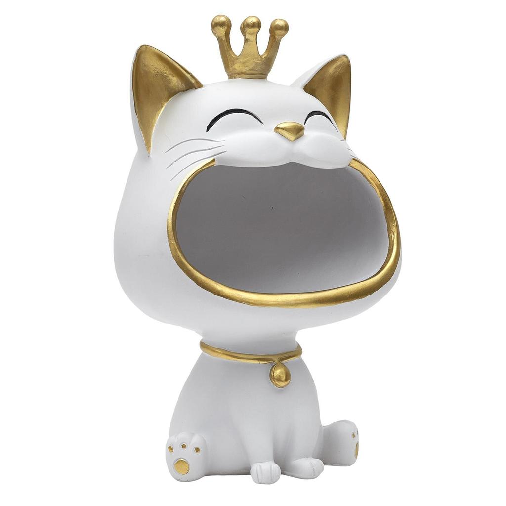 Cat Storage Figurine White | Gold
