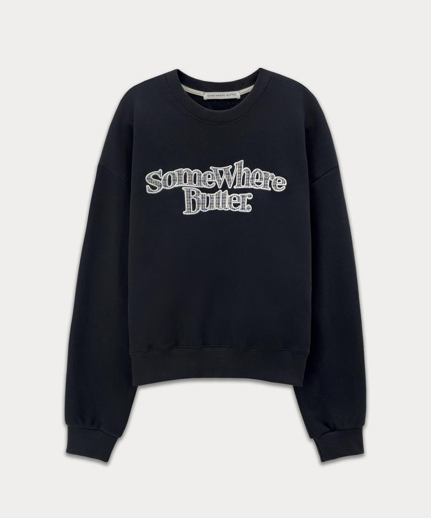 Sseomweeobeoteo Check Wave Logo Sweatshirt - Navy