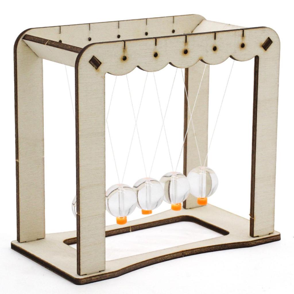 Newtons Cradle Balance Balls DIY Assembly Wooden Base Ball for Home Ornament Adults and Kids
