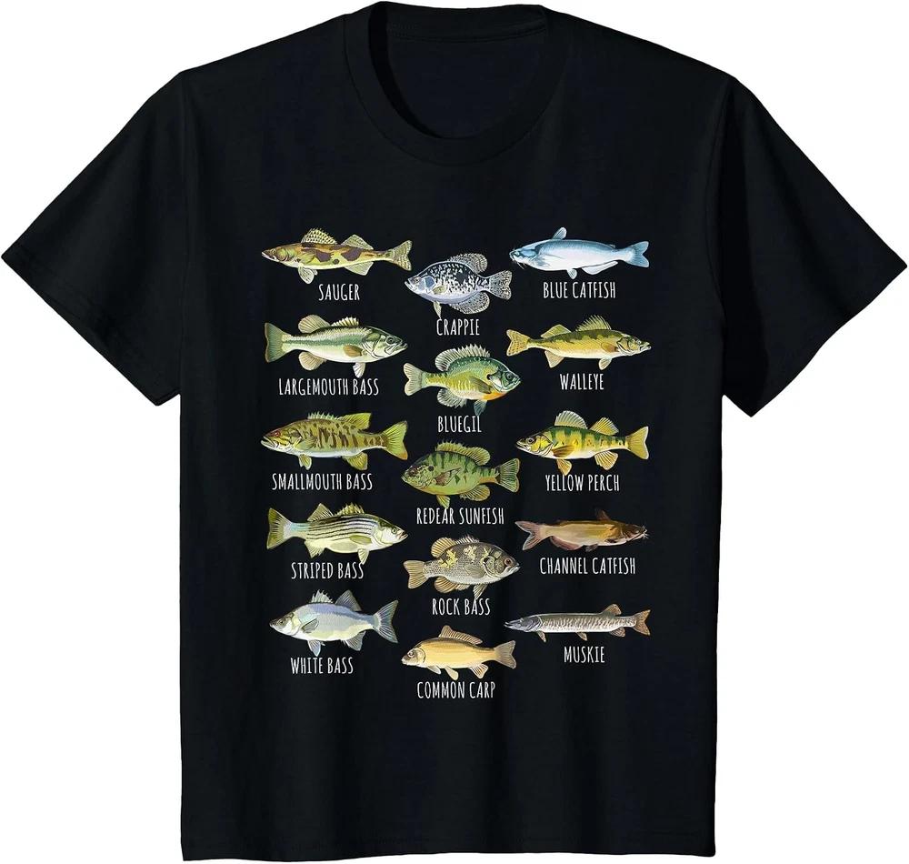 Freshwater Fish Species Kids Biology Fishing Graphic Tee