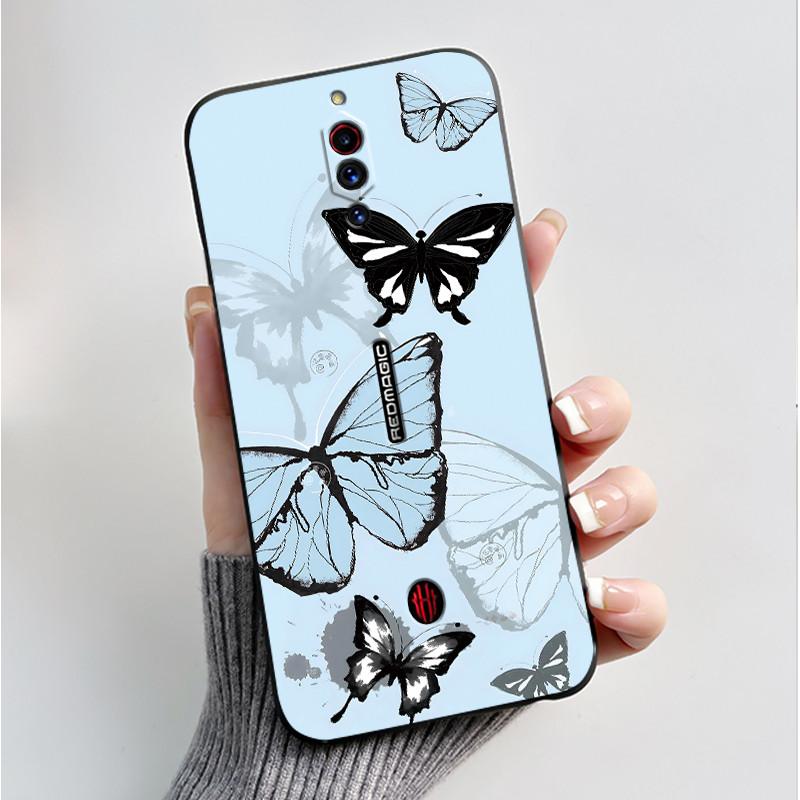 For ZTE Nubia RedMagic 5G Fundas Nubia Red Magic 5S Case Cover Soft Silicone Black Shell Printing Pattern Flower Cartoon Cases
