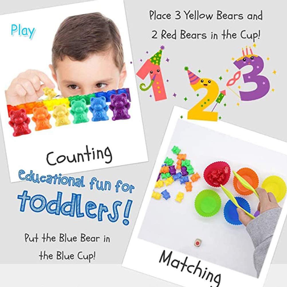 62 ks/sada Dětské Duhové Počítací Medvídky Hračky Vzdělávací Kognitivní Přiřazovací Hra Vzdělávací Hračky