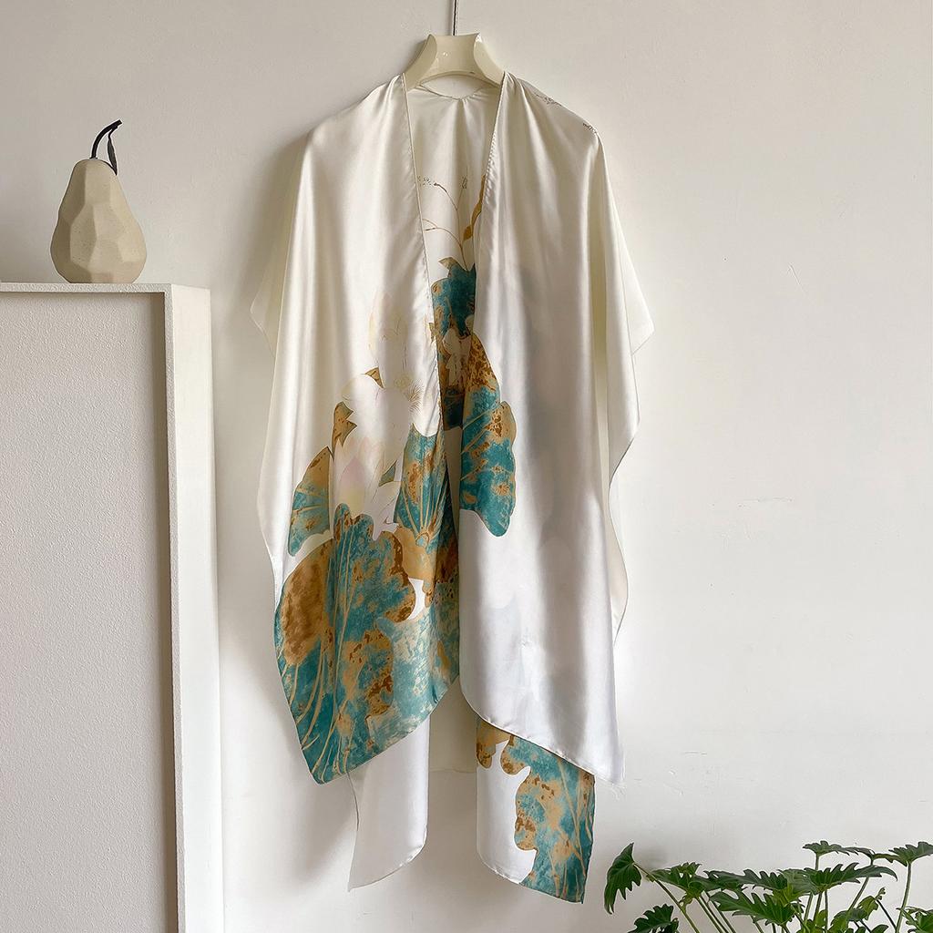 Spring And Summer Plus Sunscreen Shawl Simulation Silk Lijing Forging Silk Scarf Temperament Cape Clothes