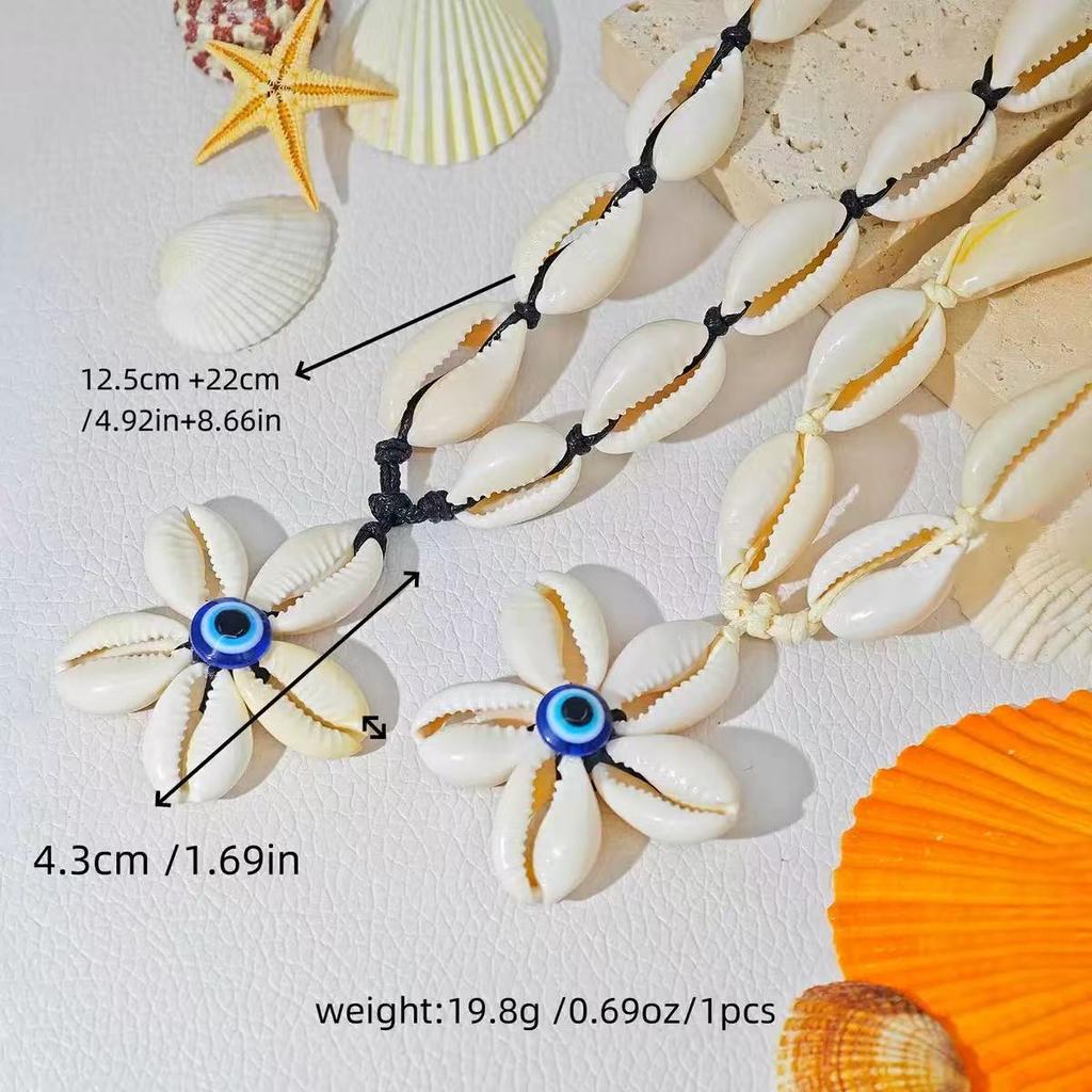 JMXD-Fashion Exaggerated Necklace Shell Pendant Summer Vacation Necklace Women's Beach Wind Handmade Shell Woven Necklace