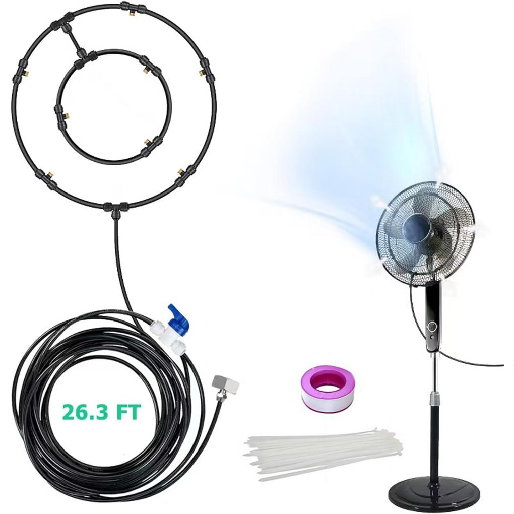Stay Cool And Refreshed Outdoors With Fan Misting Cooling System Tool For Outdoor Cooling 26.3 Ft