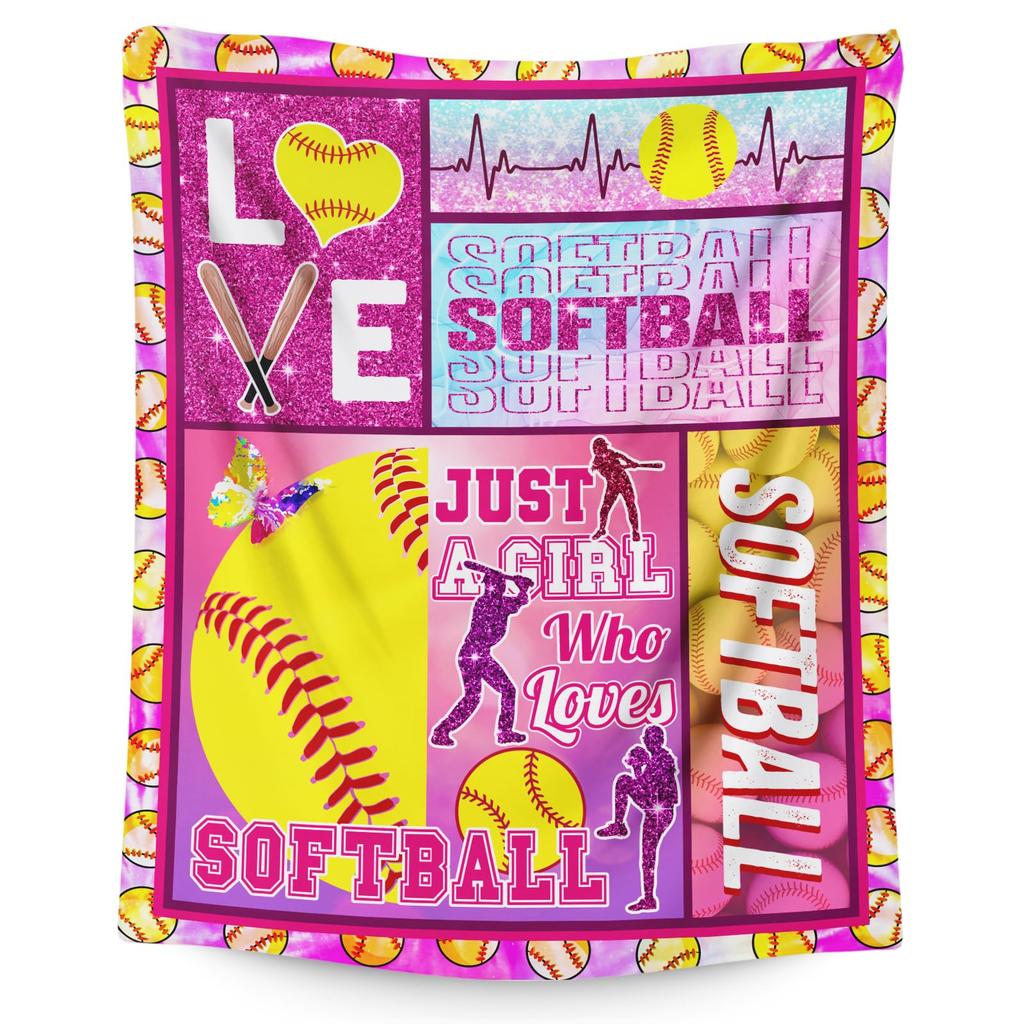 Softball Blanket, Fashion Softball Gifts for Girls Boys Teenagers, Super Soft Warm and Comfortable Throw Blanket for All Season