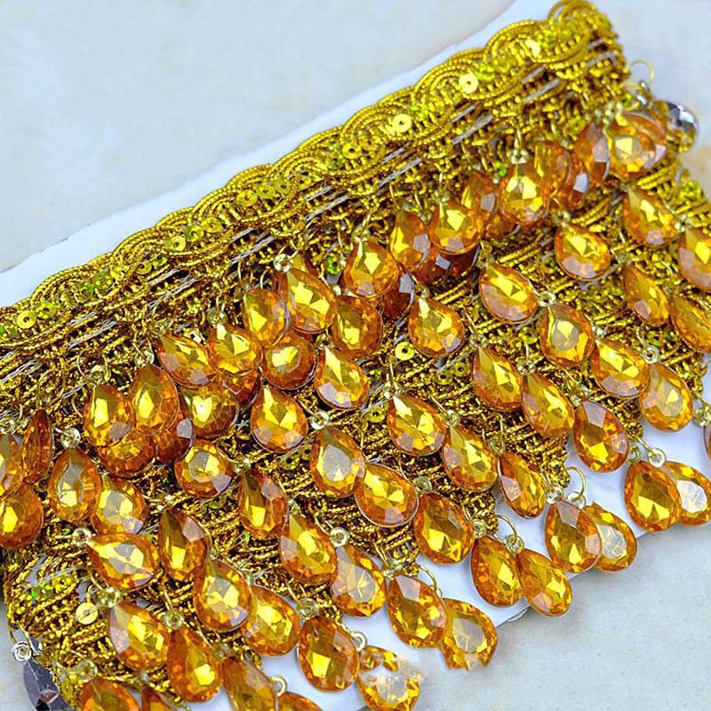 Diy Garment Sewing Accessories Hat Lace Ribbon Drop Rhinestones Diamond Costume Dress Sequined Tassel Fringe Edge Lace Trims