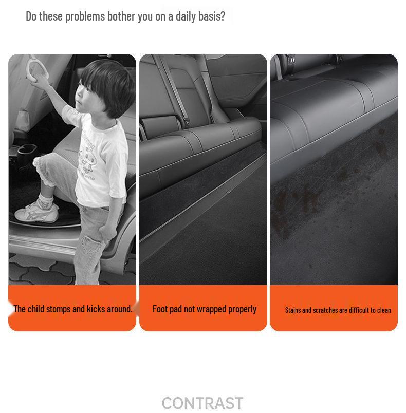 Tesla Model Y Rear Seat Flannel Anti-Kick Protector - Interior Modification Accessory