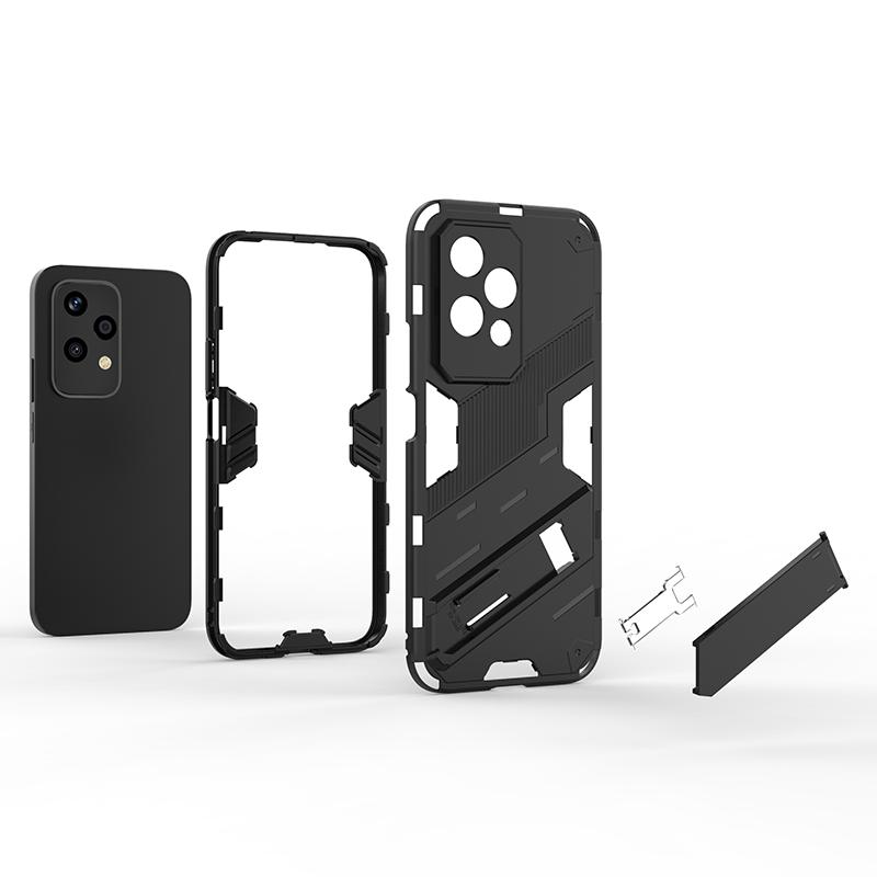 Luxury Solid Color Armor Soft TPU+Hard PC Holder Shockproof Phone Case For Honor 200 Pro 90 70 50 100 Pro Lite Bumper Back Cover