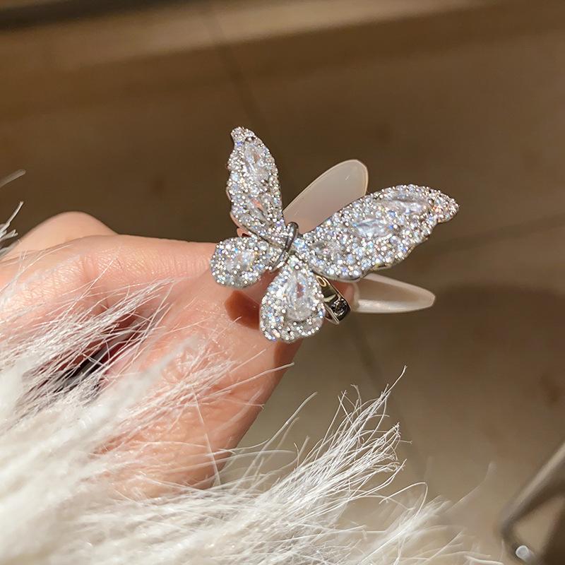 Vintage Palast Blumenring Diamantstil Leichter Luxus Premium Zeigefinger Schmuck